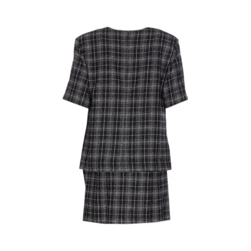 Pinko Checked Crewneck Short Dress