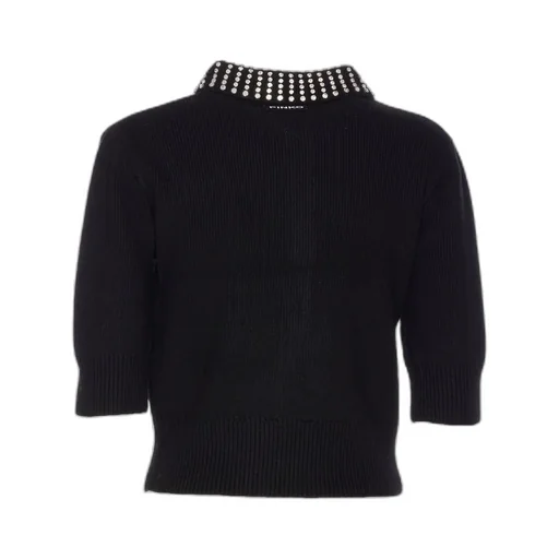 Pinko Collared Embellished Short-Sleeve Knit Polo Shirt