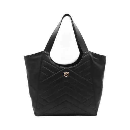 Pinko Logo Plaque Chevron Quilted Tote Bag