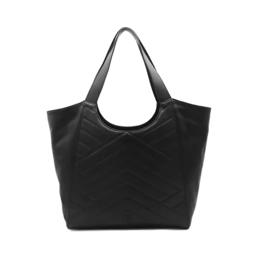 Pinko Logo Plaque Chevron Quilted Tote Bag