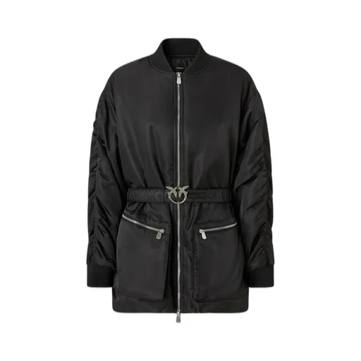 Pinko Logo Patch Gathered Sleeve Coat