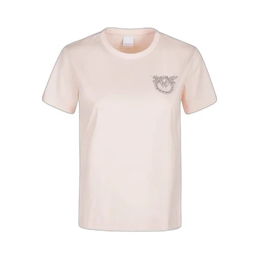 Pinko Bejewelled Love Birds Embroidery Short-Sleeved T-Shirt