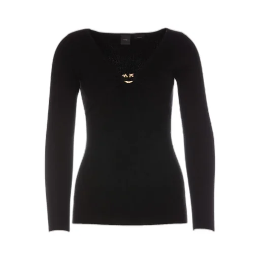 Pinko Love Birds V-Neck Long-Sleeved Top