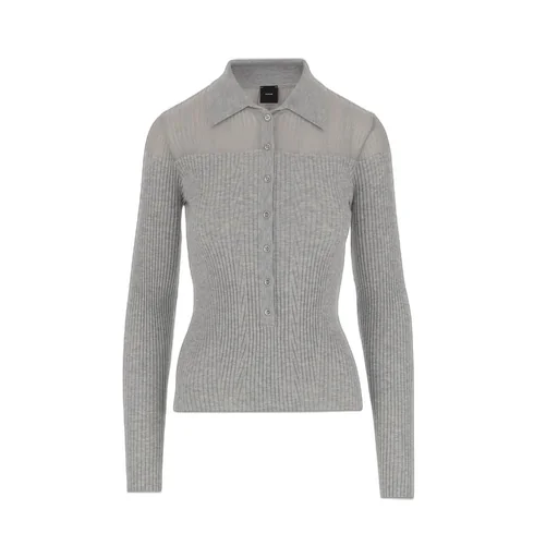 Pinko Ribbed Spread Collar Polo Top