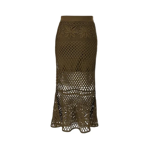 Pinko Crispo Fancy Crochet-Effect Long Skirt
