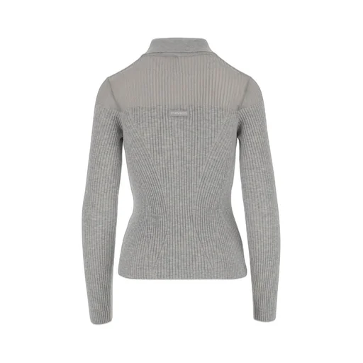 Pinko Ribbed Spread Collar Polo Top