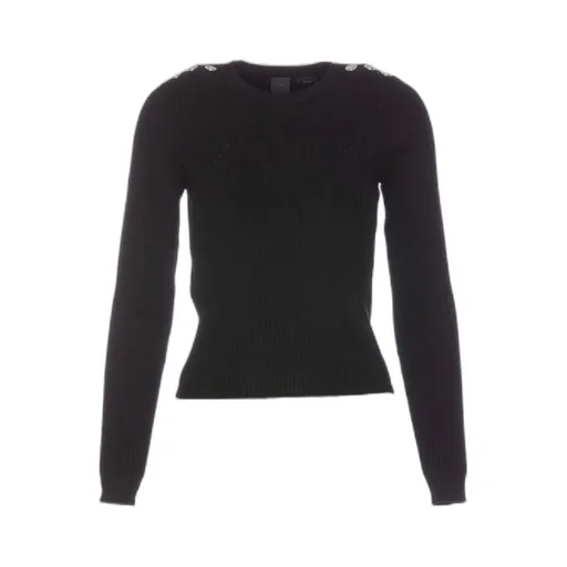 Pinko Love Birds-Embossed Studded Crewneck Jumper