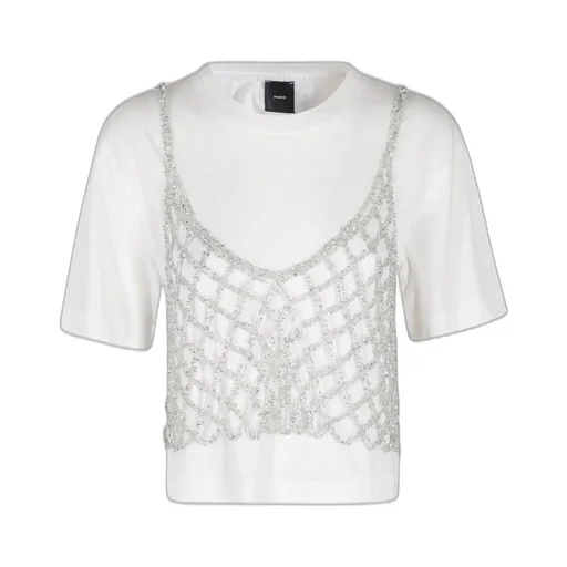 Pinko Sequin Embellished Cropped T-Shirt