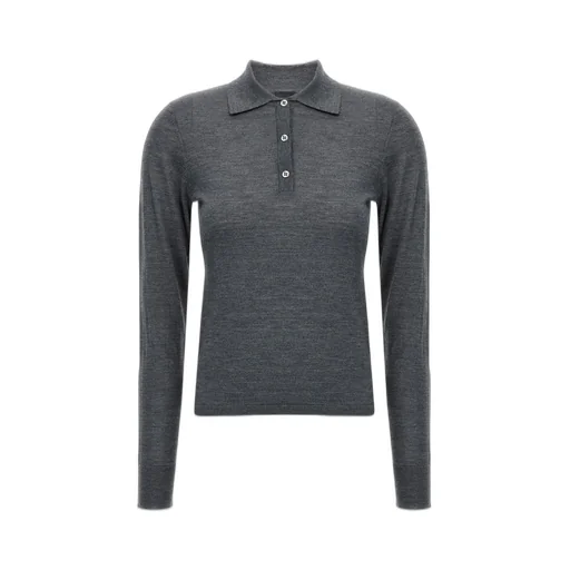 Pinko Liquoroso Long-Sleeved Knitted Polo Shirt