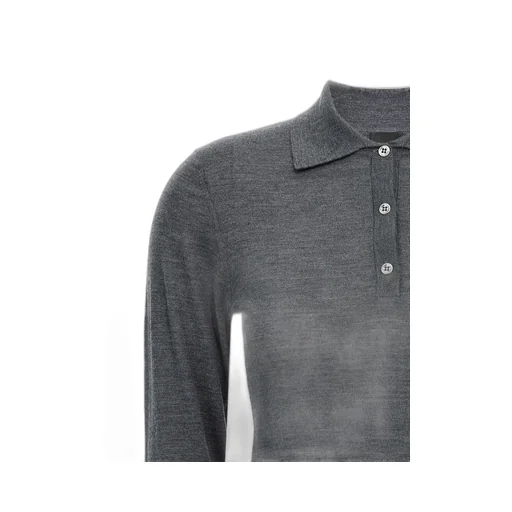 Pinko Liquoroso Long-Sleeved Knitted Polo Shirt