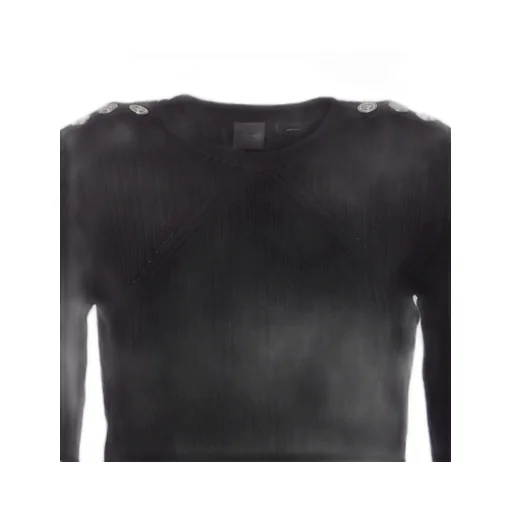 Pinko Love Birds-Embossed Studded Crewneck Jumper