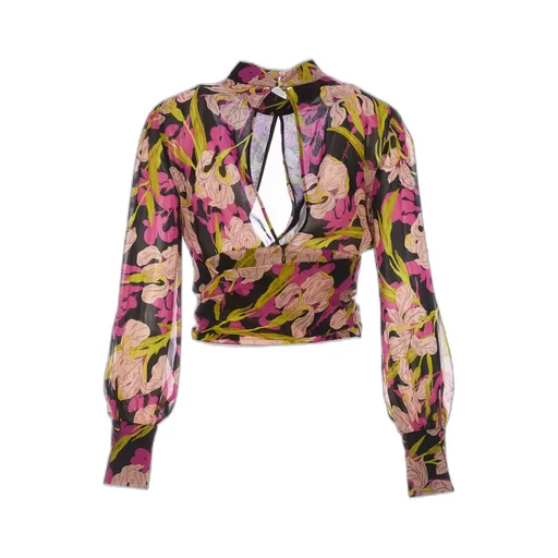 Pinko Floral-Printed Cut-Out Detailed Blouse