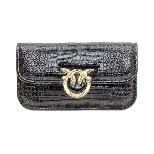 Pinko Love Birds Embossed Flap Shoulder Bag