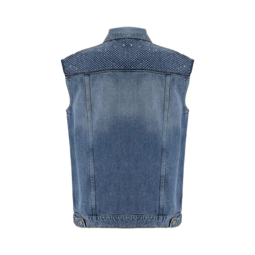 Pinko Stud Embellished Sleeveless Denim Jacket