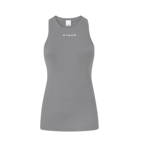 Pinko Logo Embroidered Ribbed Tank Top