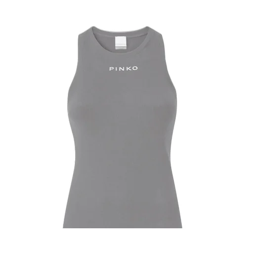 Pinko Logo Embroidered Ribbed Tank Top