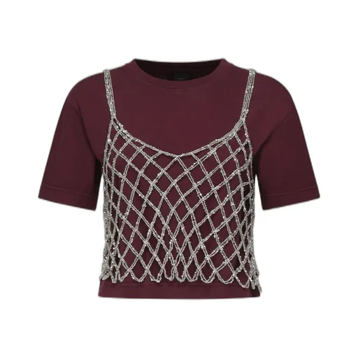 Pinko Sequin Embellished Cropped T-Shirt