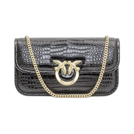 Pinko Love Birds Embossed Flap Shoulder Bag