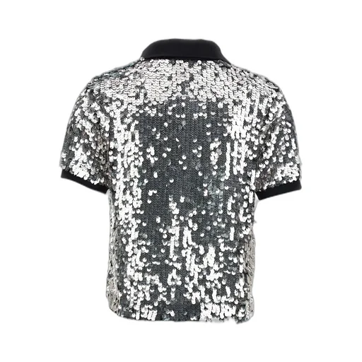 Pinko Pupazzo Sequin Embellished Short-Sleeved Polo Top