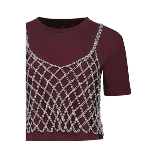 Pinko Sequin Embellished Cropped T-Shirt