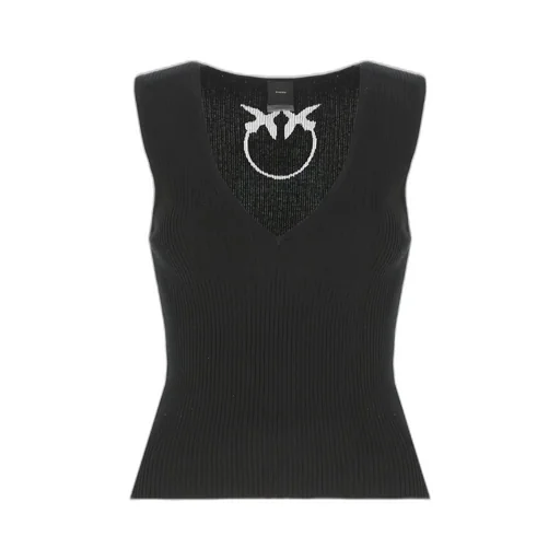 Pinko V-Neck Ribbed Sleeveless Top