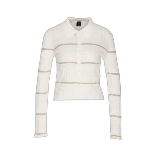 Pinko Metallic Stripe Long-Sleeved Polo Shirt