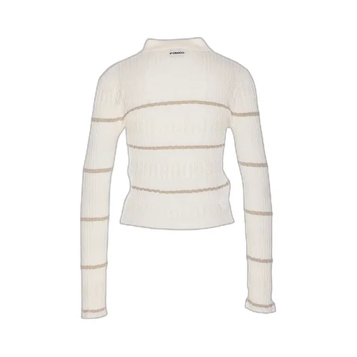 Pinko Metallic Stripe Long-Sleeved Polo Shirt
