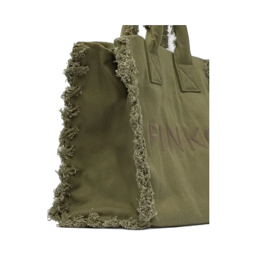 Pinko Logo Embroidered Beach Shopper Bag