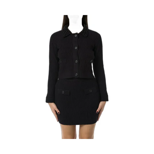 Pinko Logo Inlaid Pearl Detailed Cropped Jacket