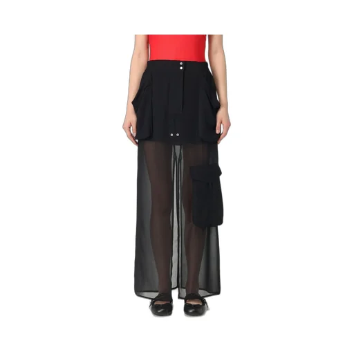 Pinko Front-Slit Drawstring Sheer Cargo Midi Skirt