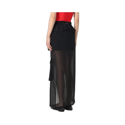 Pinko Front-Slit Drawstring Sheer Cargo Midi Skirt