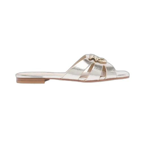 Pinko Logo Plaque Metallic Sandals