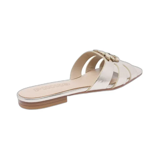 Pinko Logo Plaque Metallic Sandals
