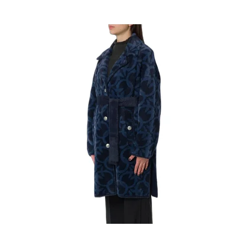 Pinko Pattern Belted Buttoned Coat