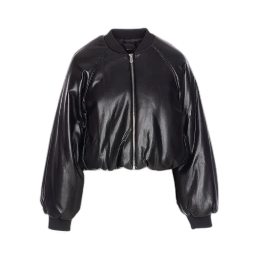 Pinko Brodo Short Leather-Effect Bomber Jacket