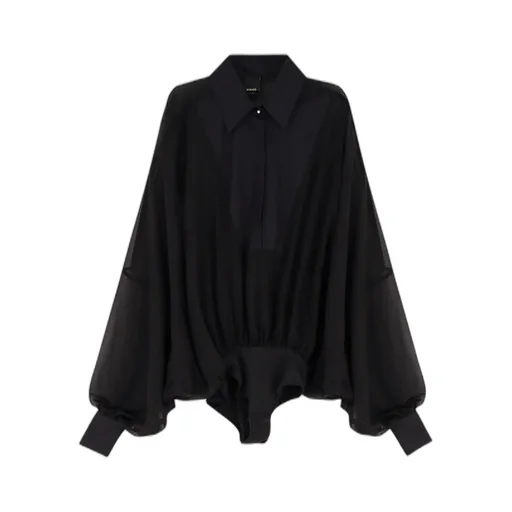 Pinko Button-Down Semi-Sheer Bodysuit