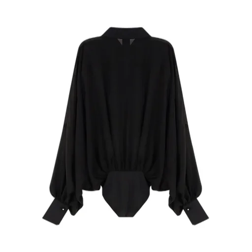 Pinko Button-Down Semi-Sheer Bodysuit
