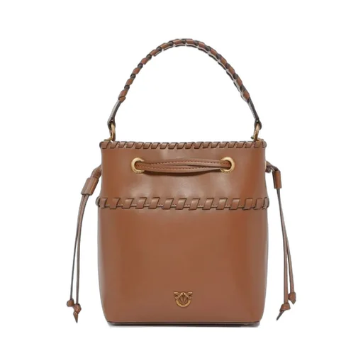 Pinko Braided-Handle Drawstring Small Bucket Bag