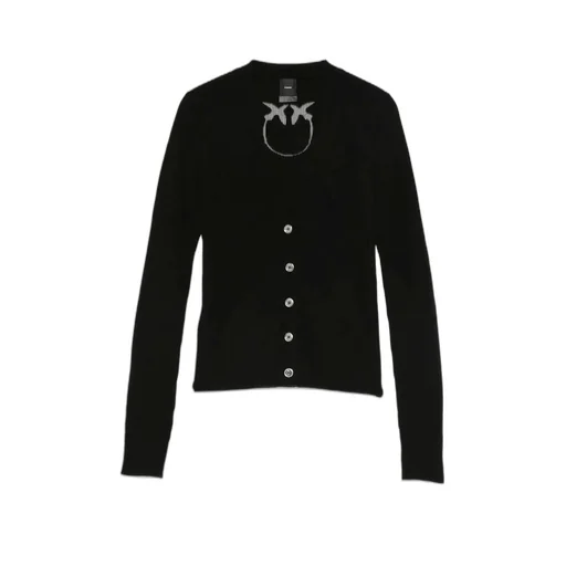 Pinko Love Birds Logo Rib-Knit Cardigan