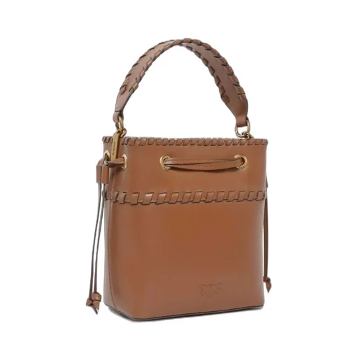 Pinko Braided-Handle Drawstring Small Bucket Bag