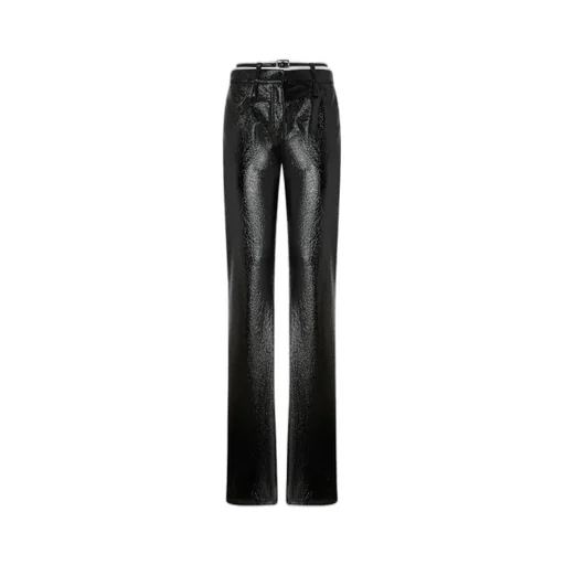 Pinko Patent-Effect Belted Trousers