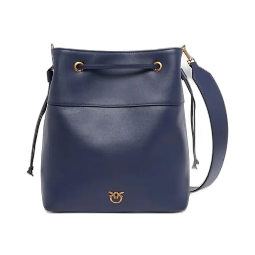 Pinko Love Birds Logo Drawstring Medium Bucket Bag