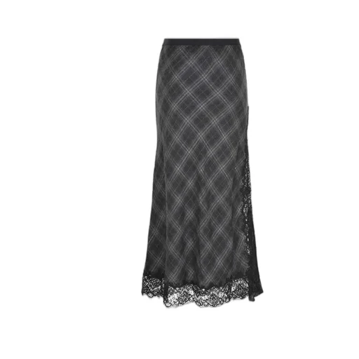 Pinko Lace-Detailed Checked Long Skirt
