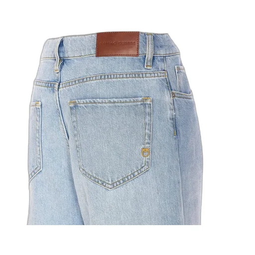 Pinko Estelle Egg Fringed Hem Detailed Wide-Leg Jeans