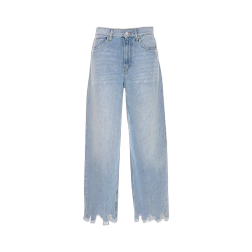 Pinko Estelle Egg Fringed Hem Detailed Wide-Leg Jeans