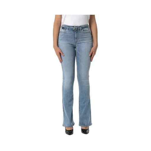 Pinko Flared Bird-Logo Belt Jeans