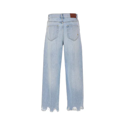 Pinko Estelle Egg Fringed Hem Detailed Wide-Leg Jeans