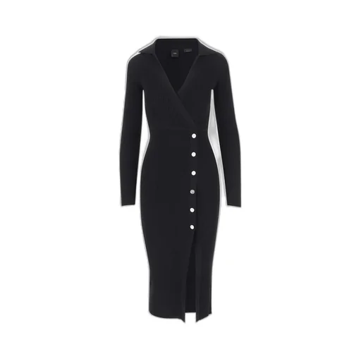 Pinko Fine-Ribbed Wrapped Midi Dress