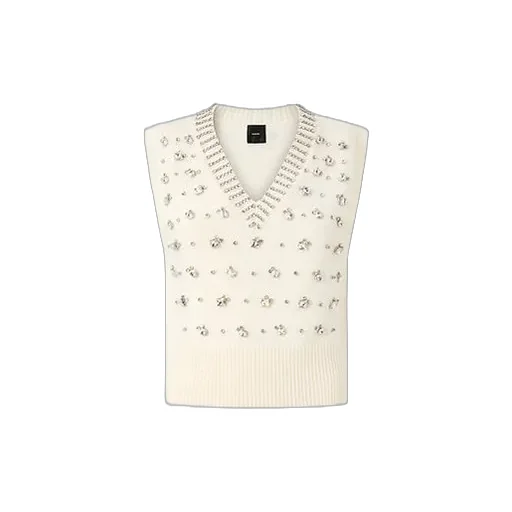 Pinko V-Neck Embellished Knitted Vest