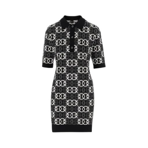 Pinko All-Over Patterned Polo Neck Dress